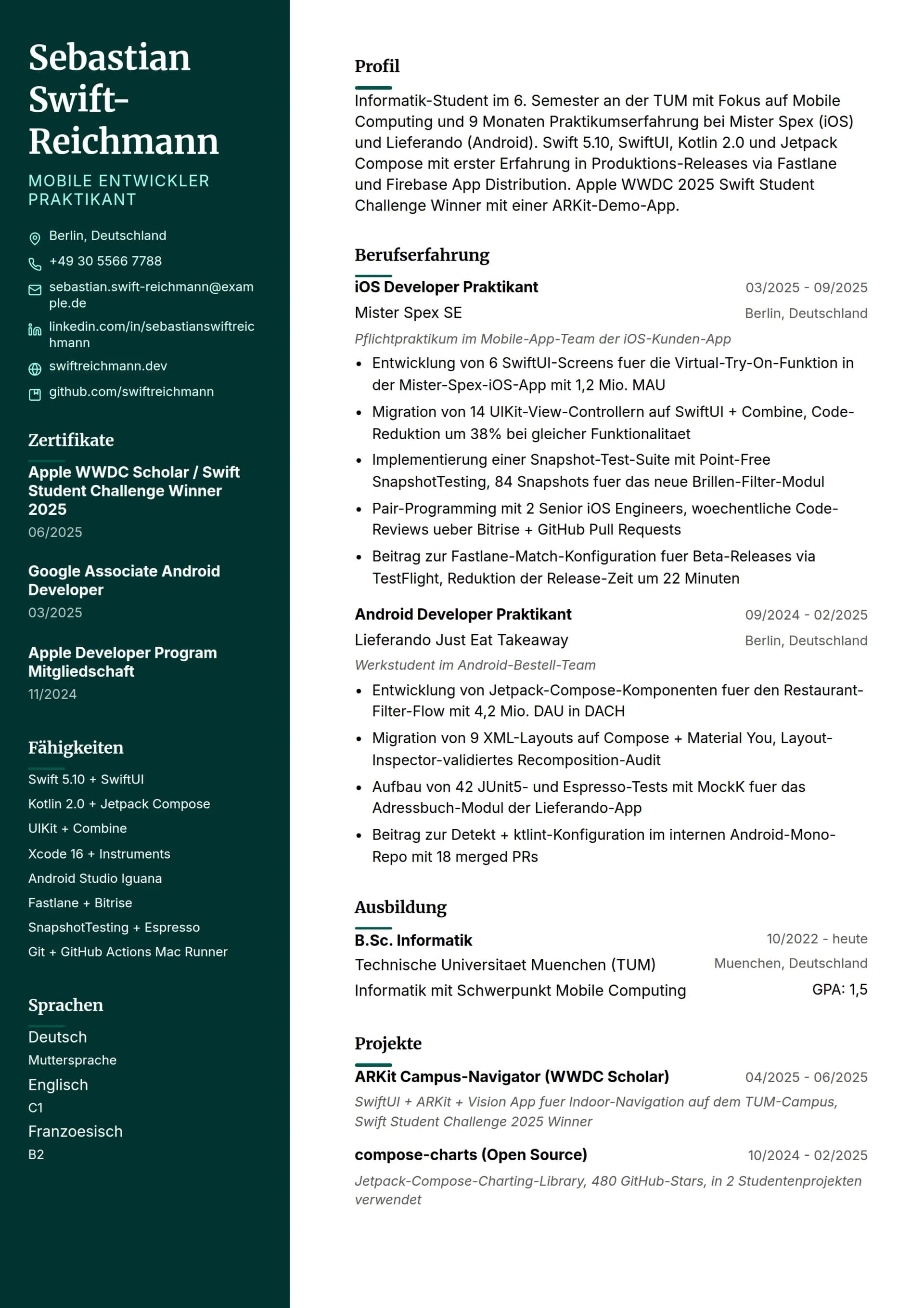 Mobile Entwickler Praktikant