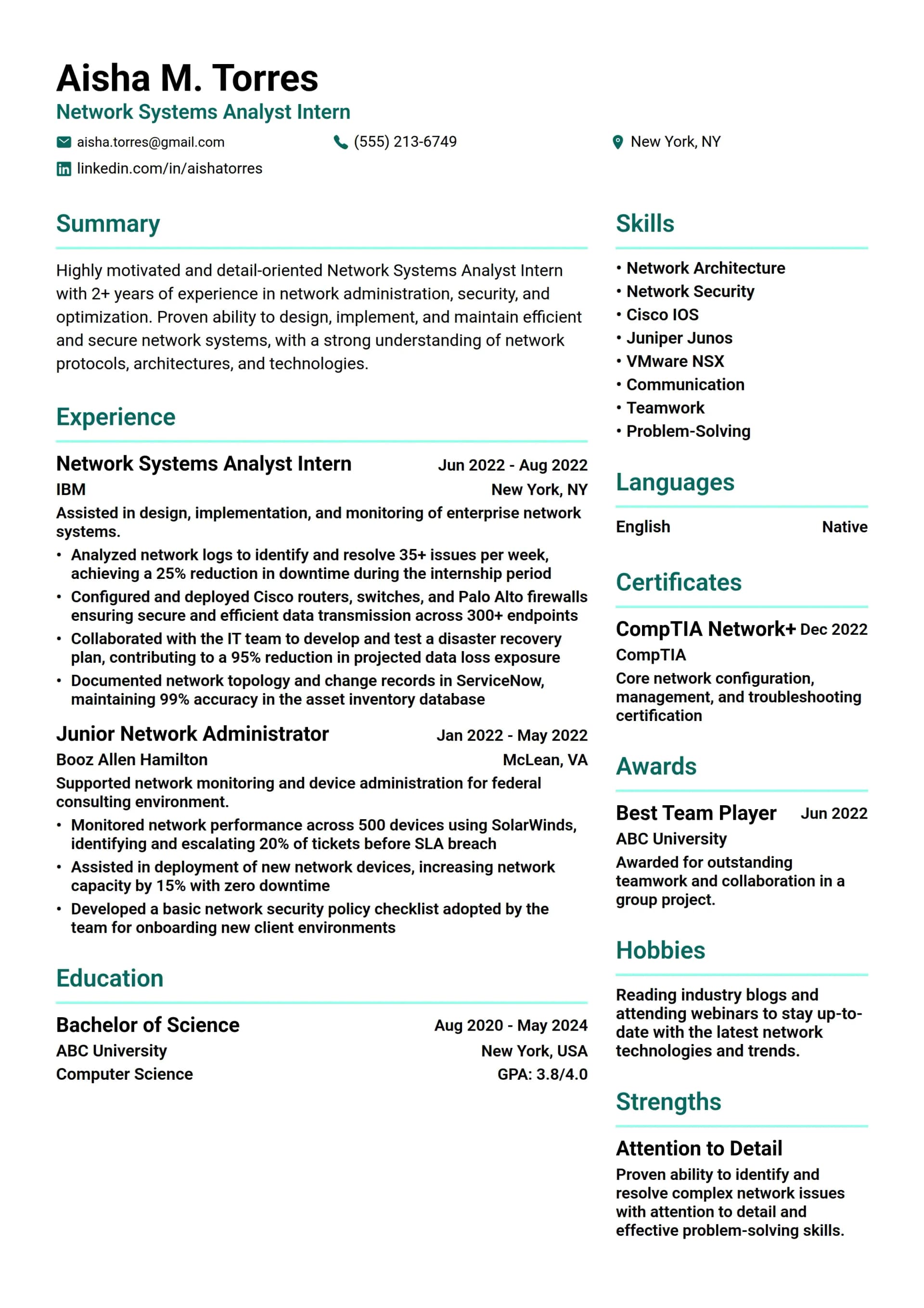 Network Systems Analyst Intern