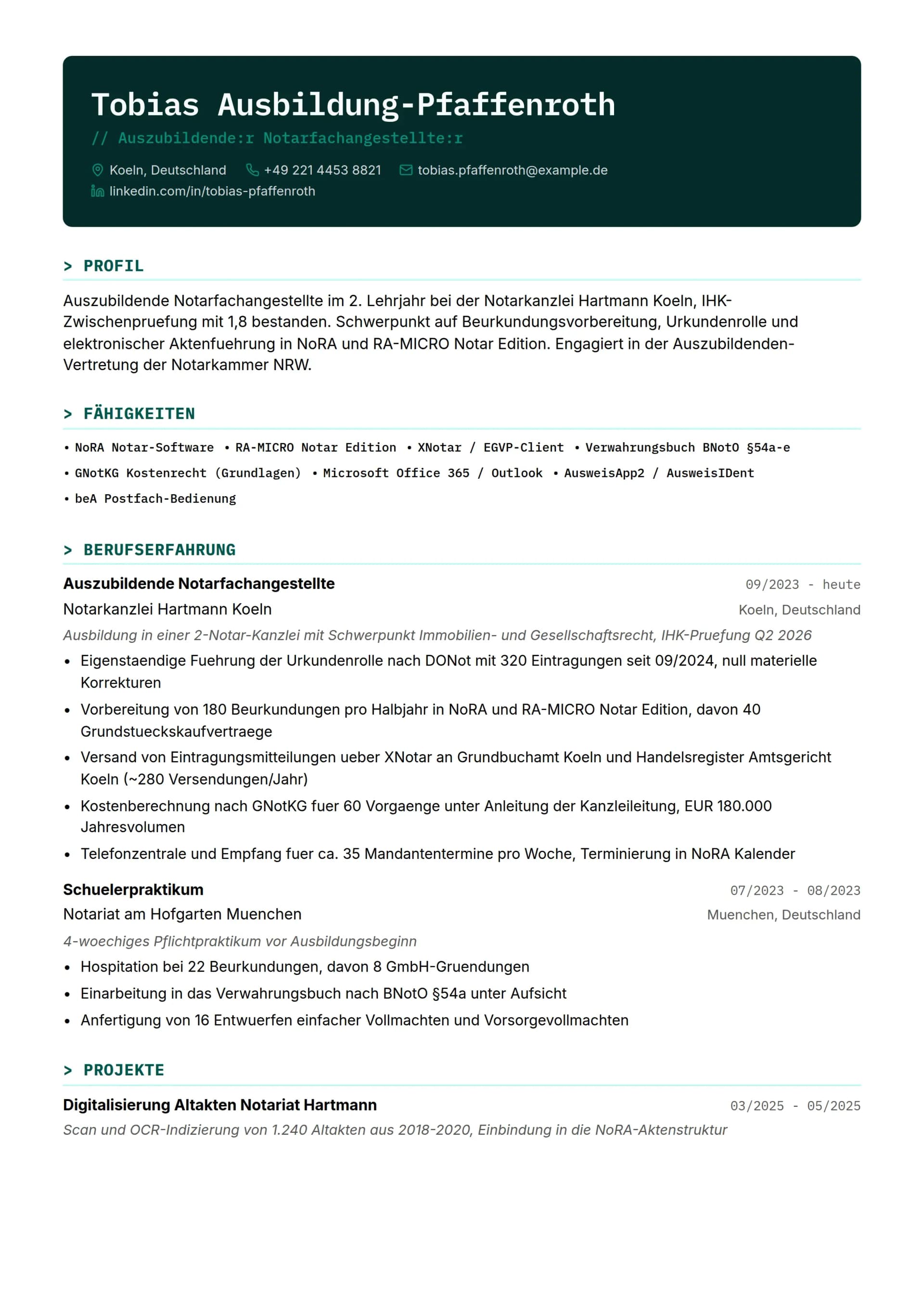 Auszubildende:r Notarfachangestellte:r