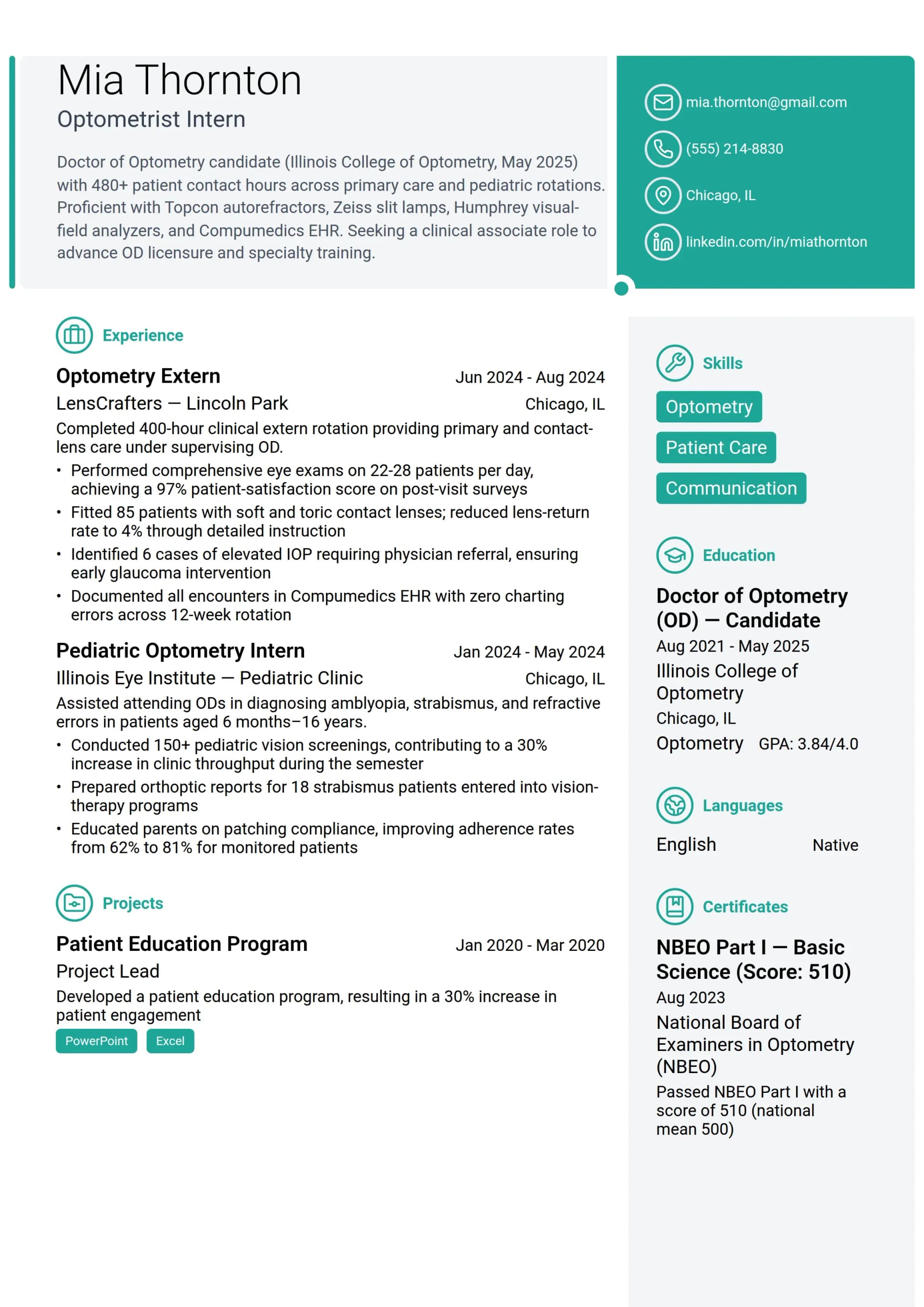 Optometrist Intern