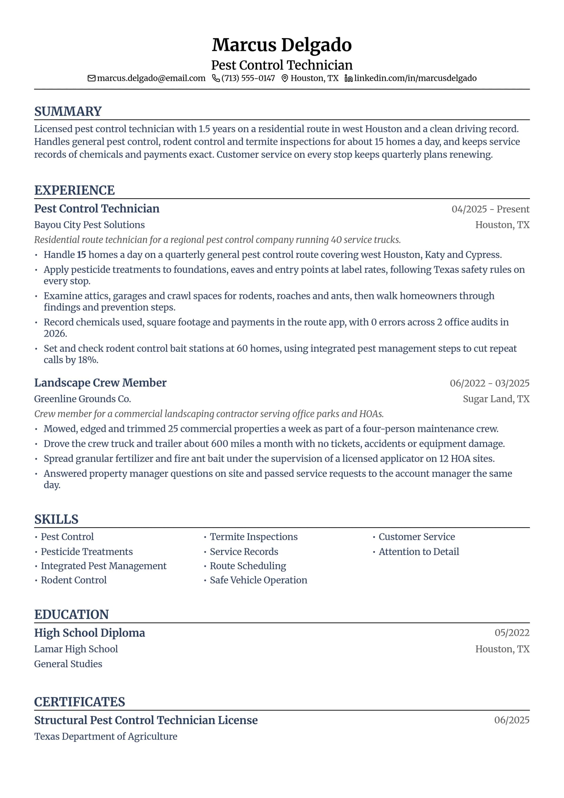 Pest Control Technician