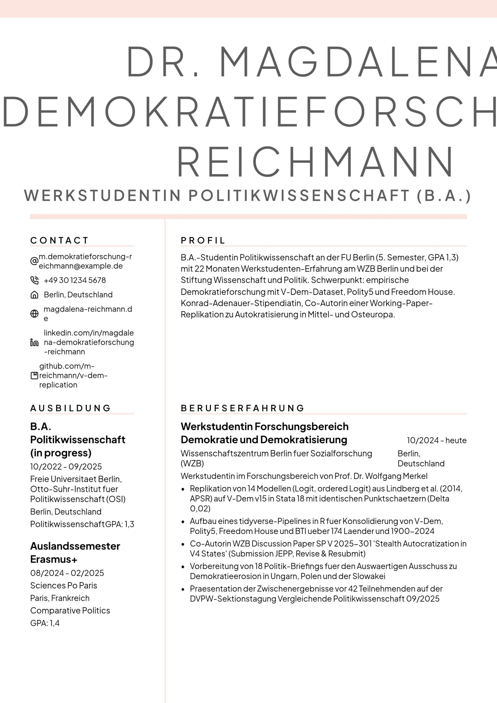 Politikwissenschaft Werkstudent:in