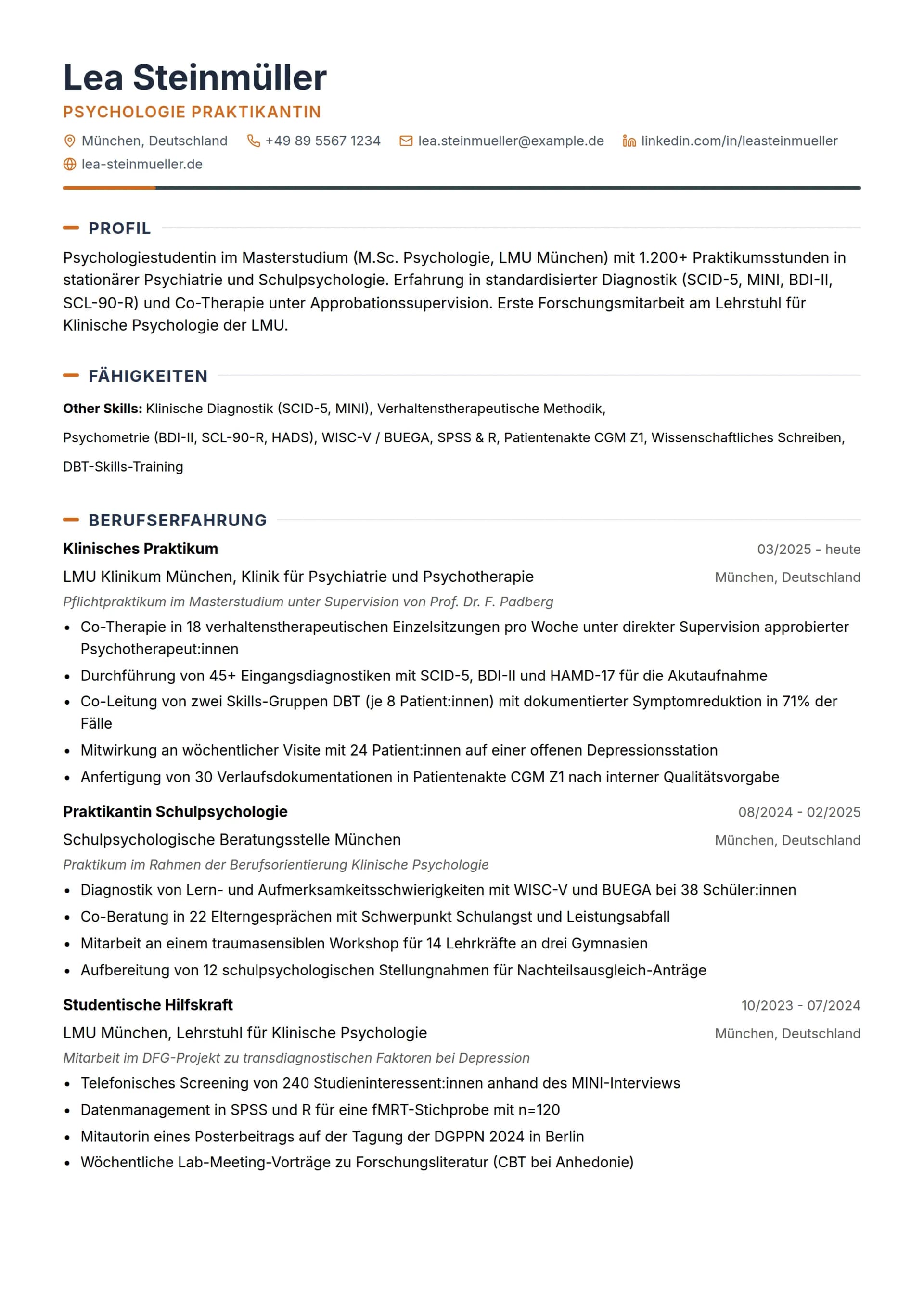 Psychologie Praktikant