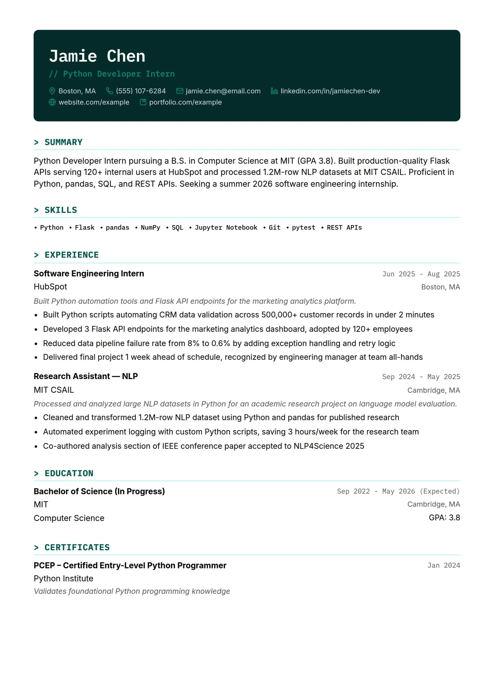 Python Developer Intern