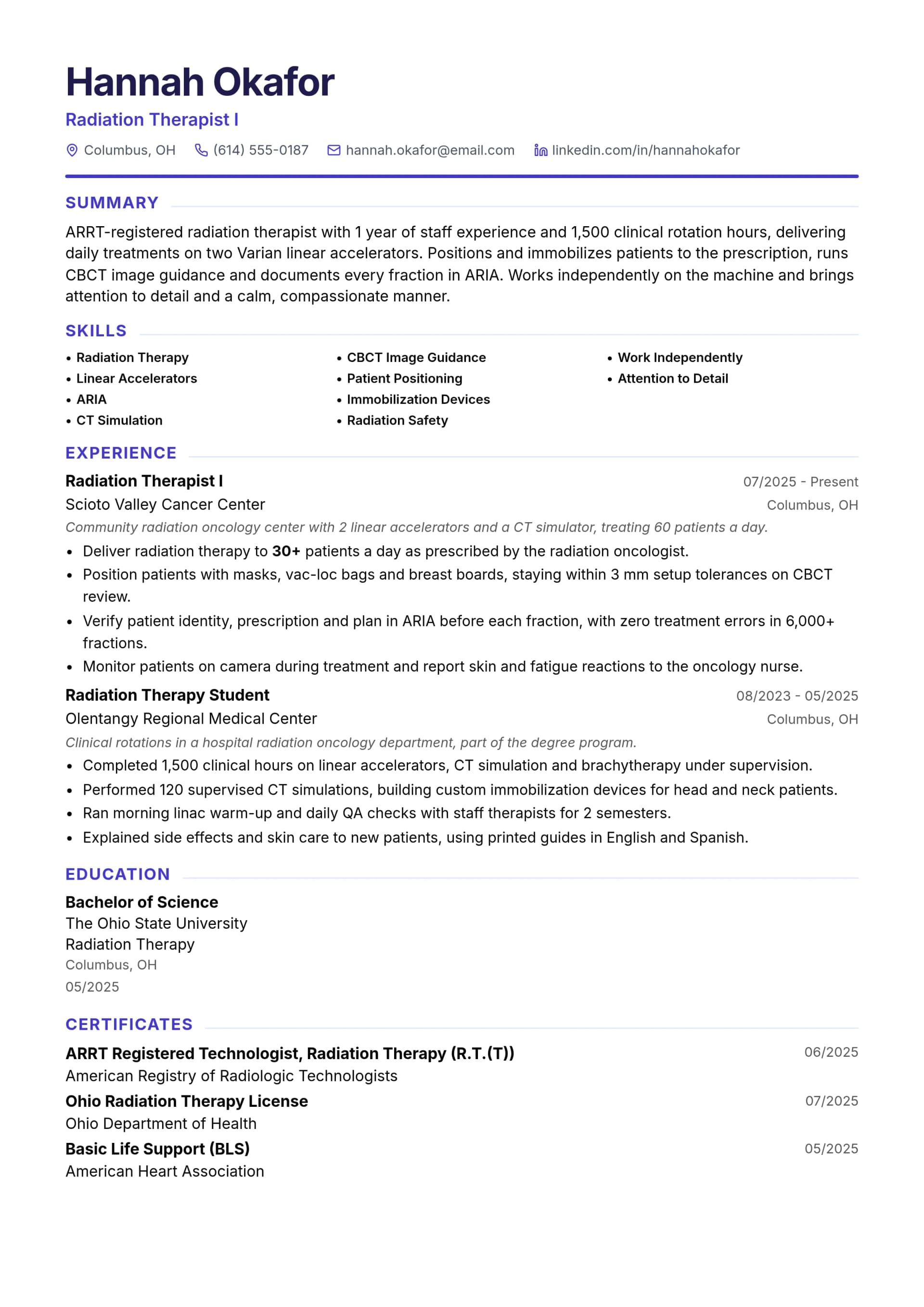 Radiation Therapist I