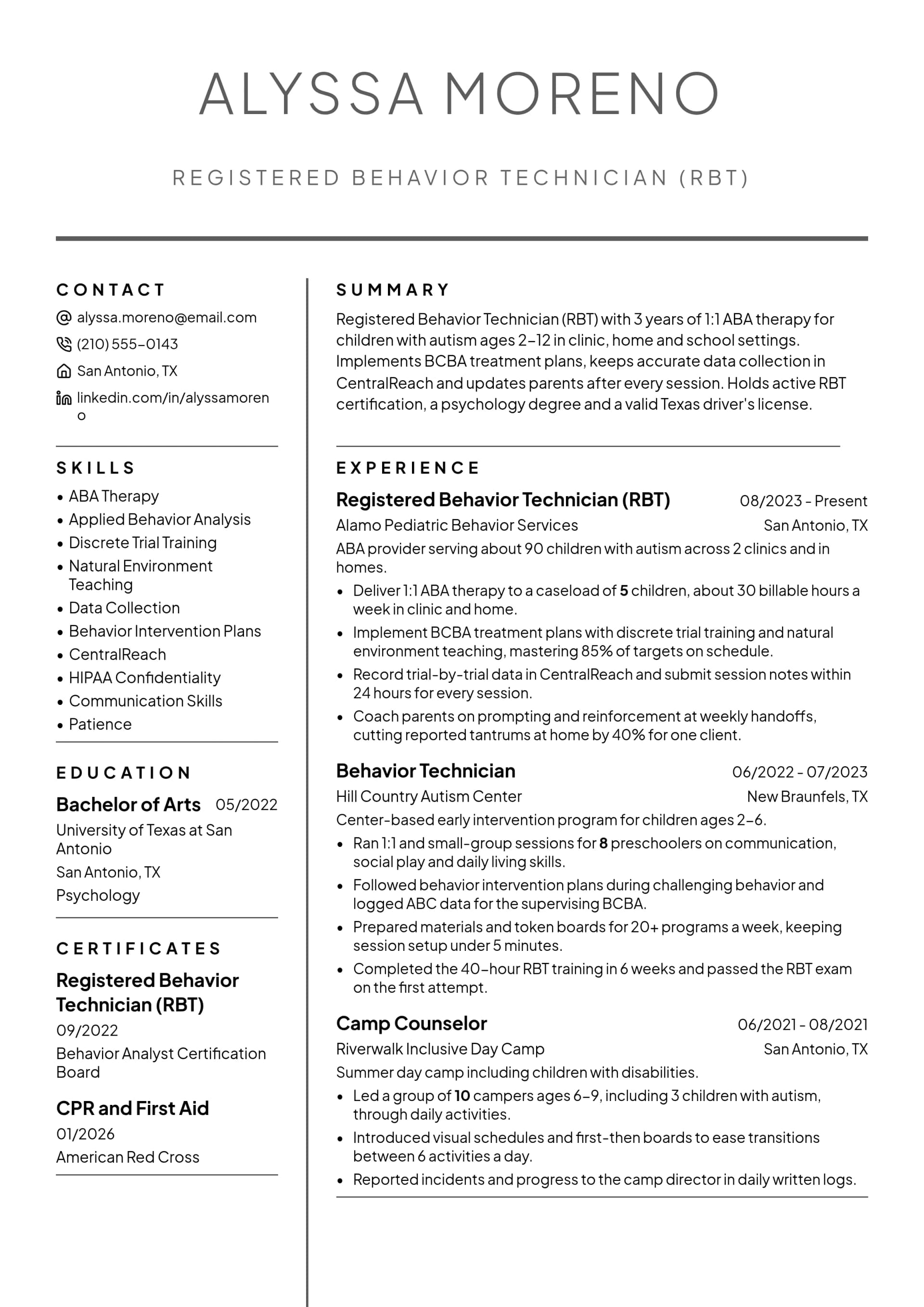 Registered Behavior Technician (RBT)