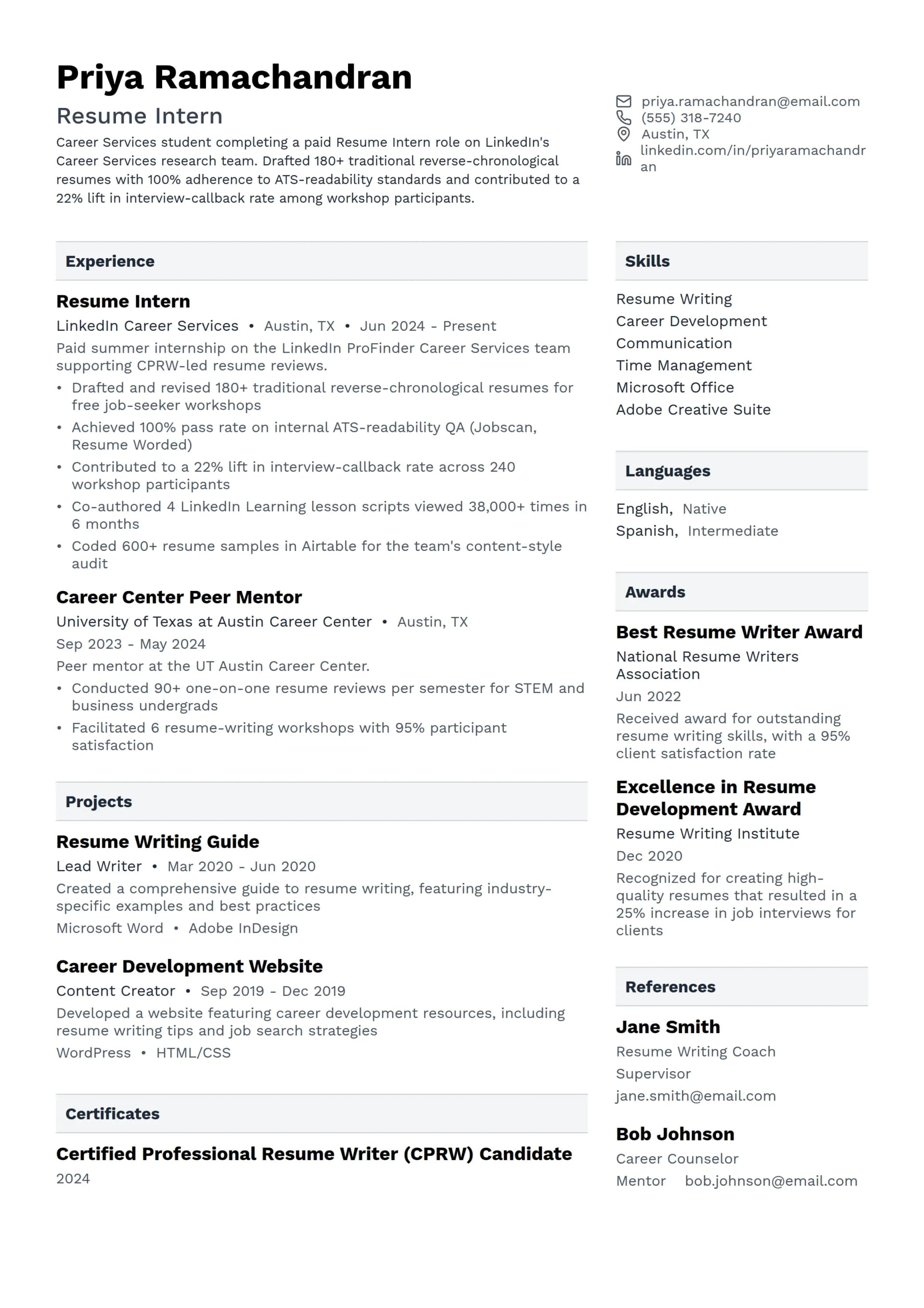Resume Intern