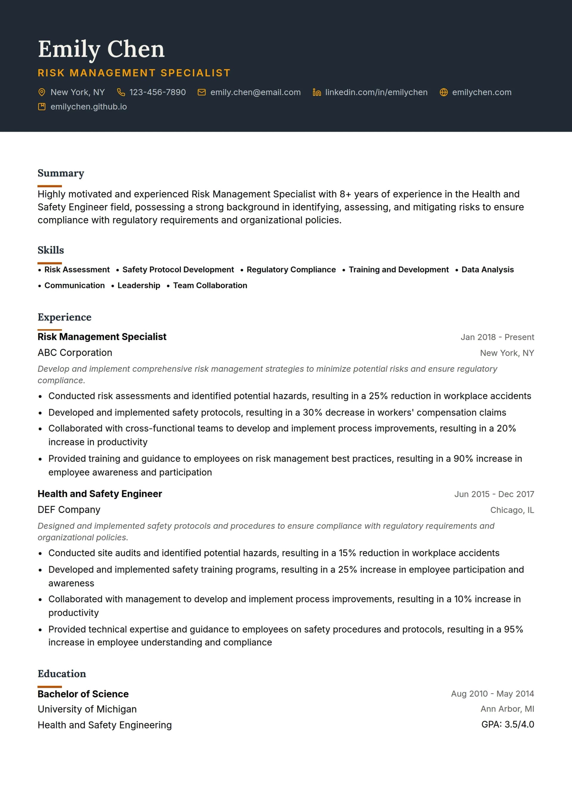 Risk Management Specialist