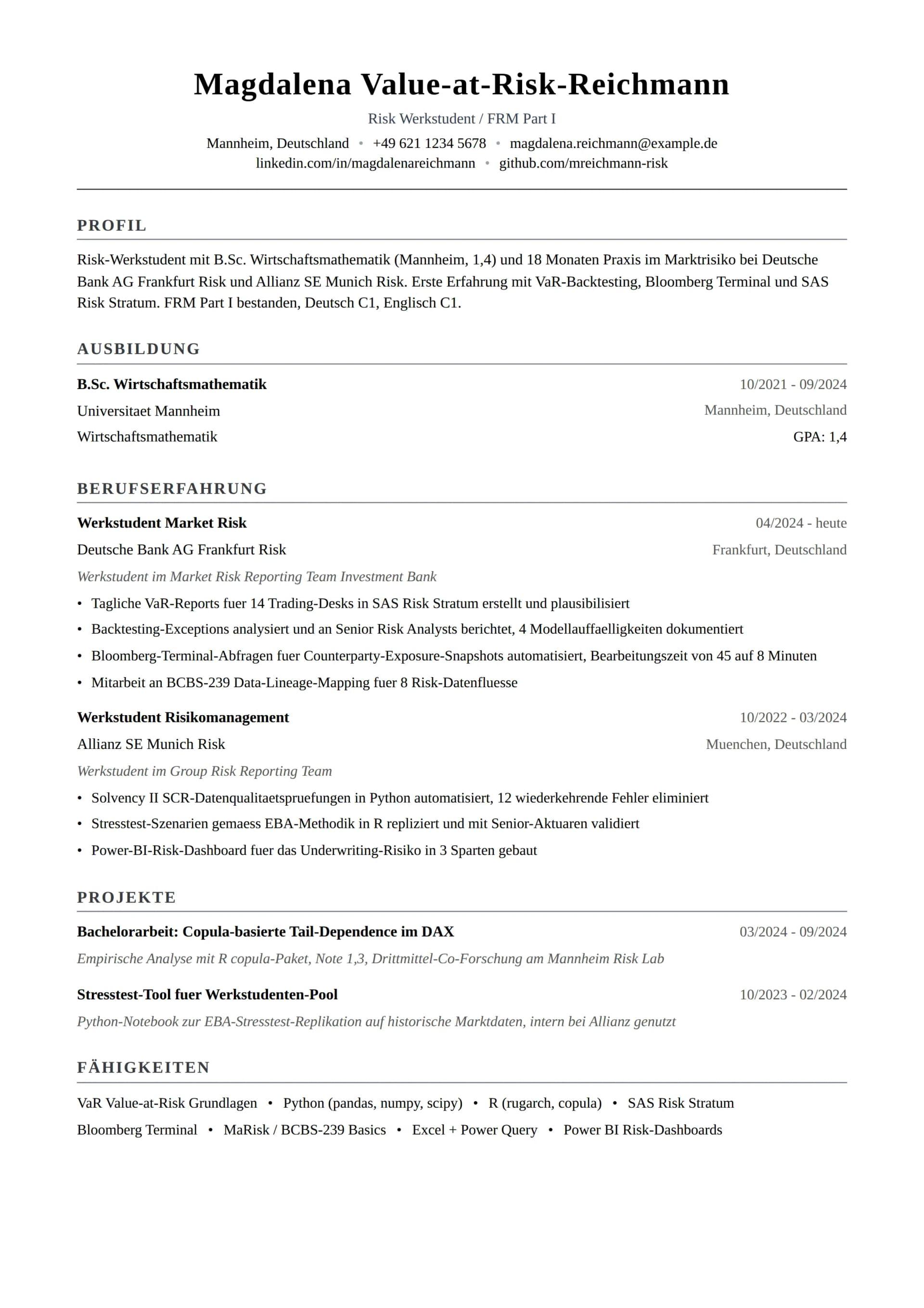 Risk Praktikant / Werkstudent