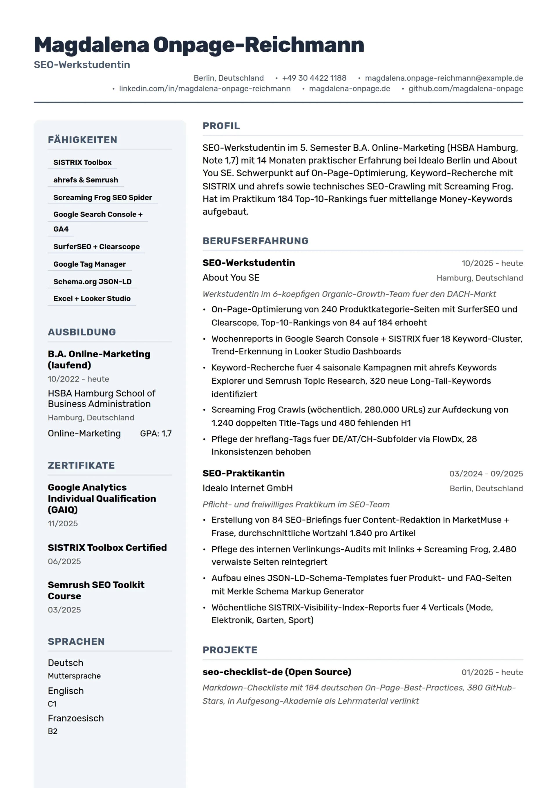 SEO-Praktikant / Werkstudent SEO
