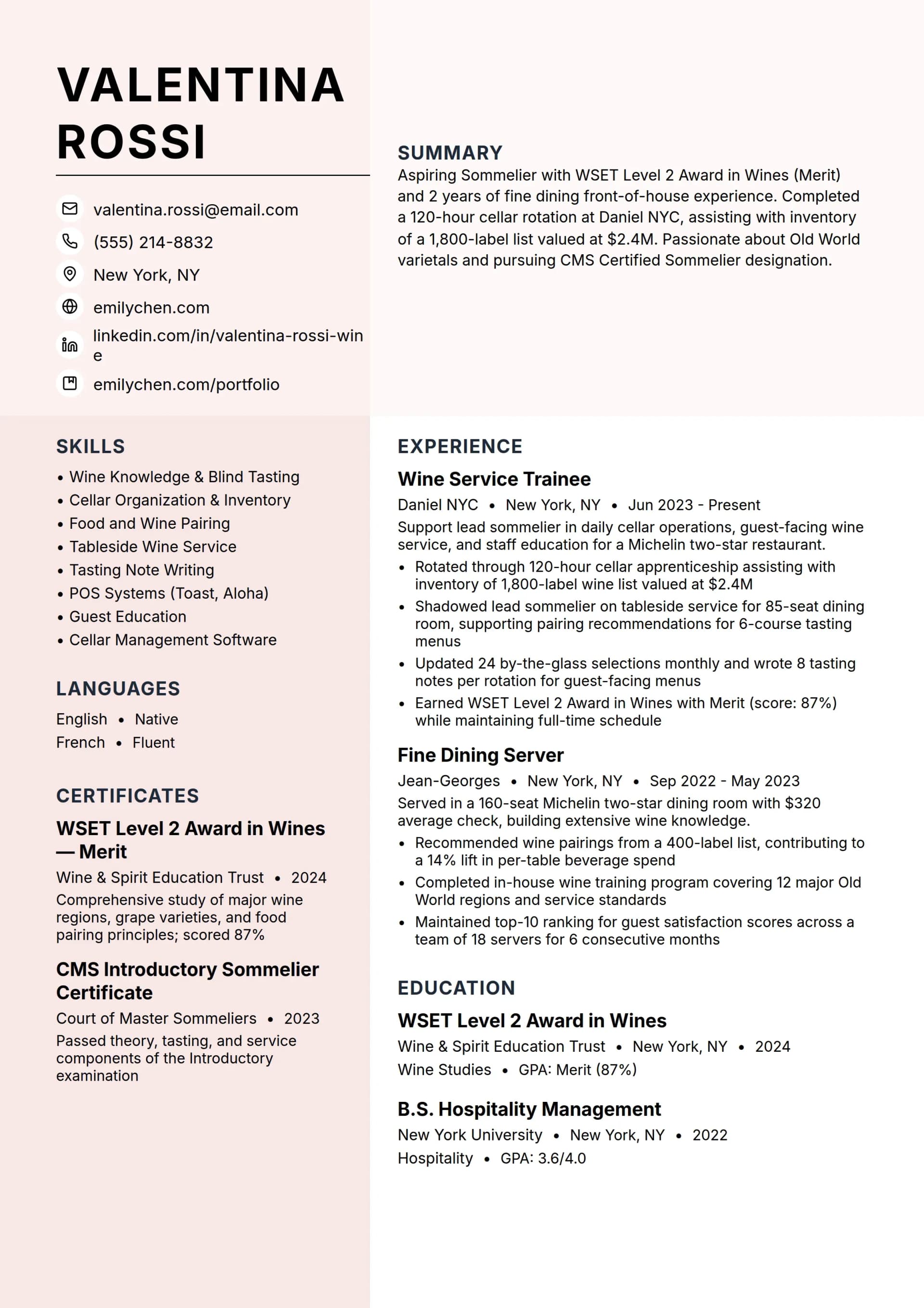 Sommelier Trainee