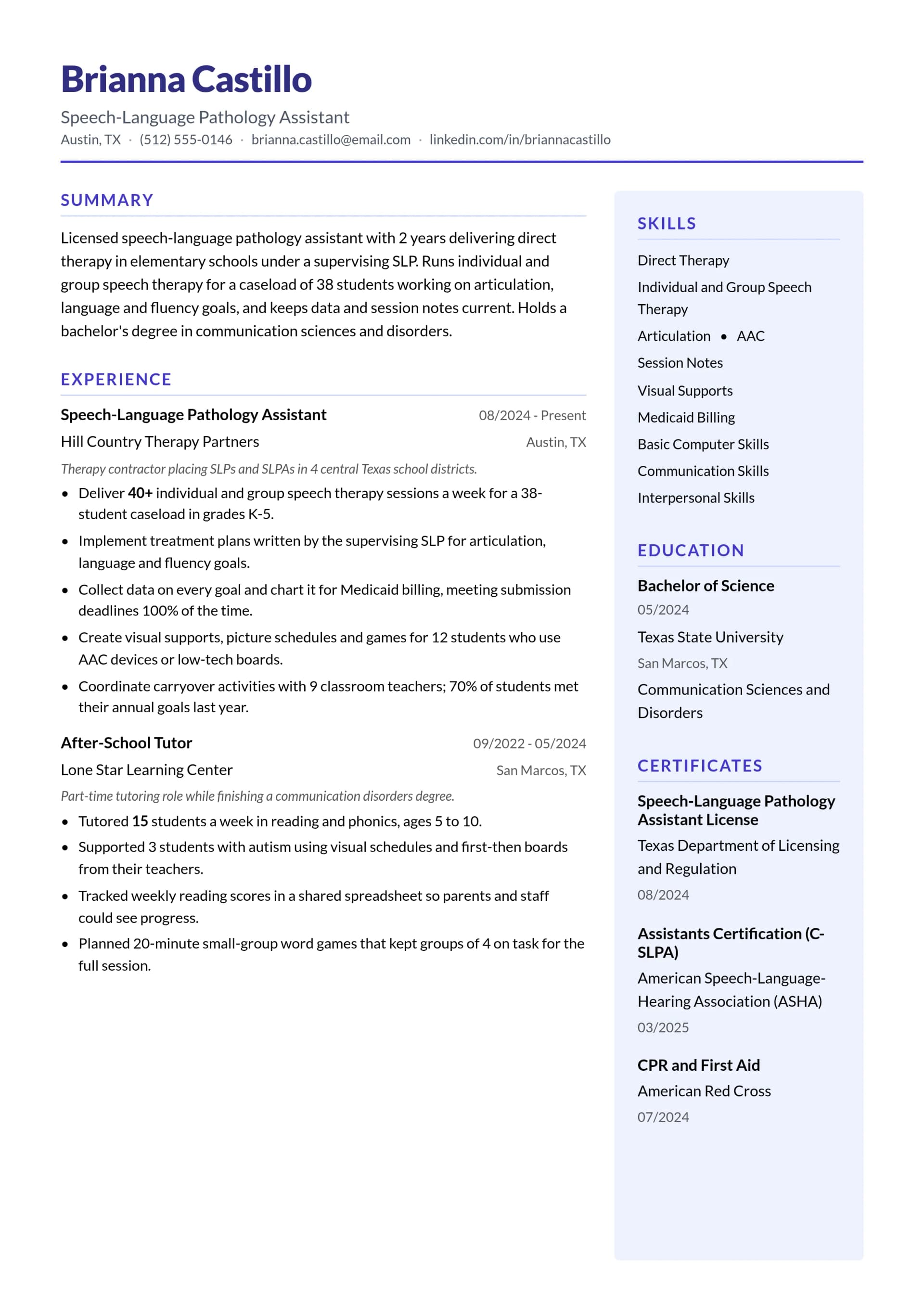 Speech-Language Pathology Assistant