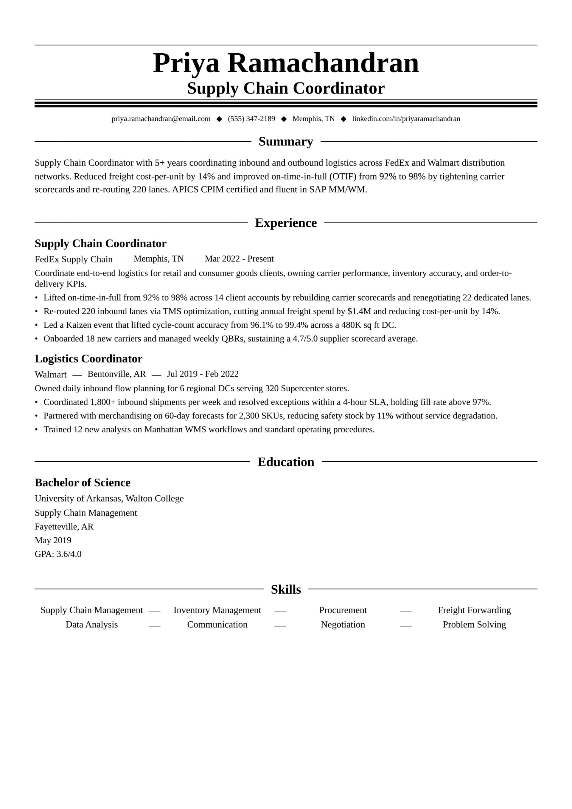 Supply Chain Coordinator