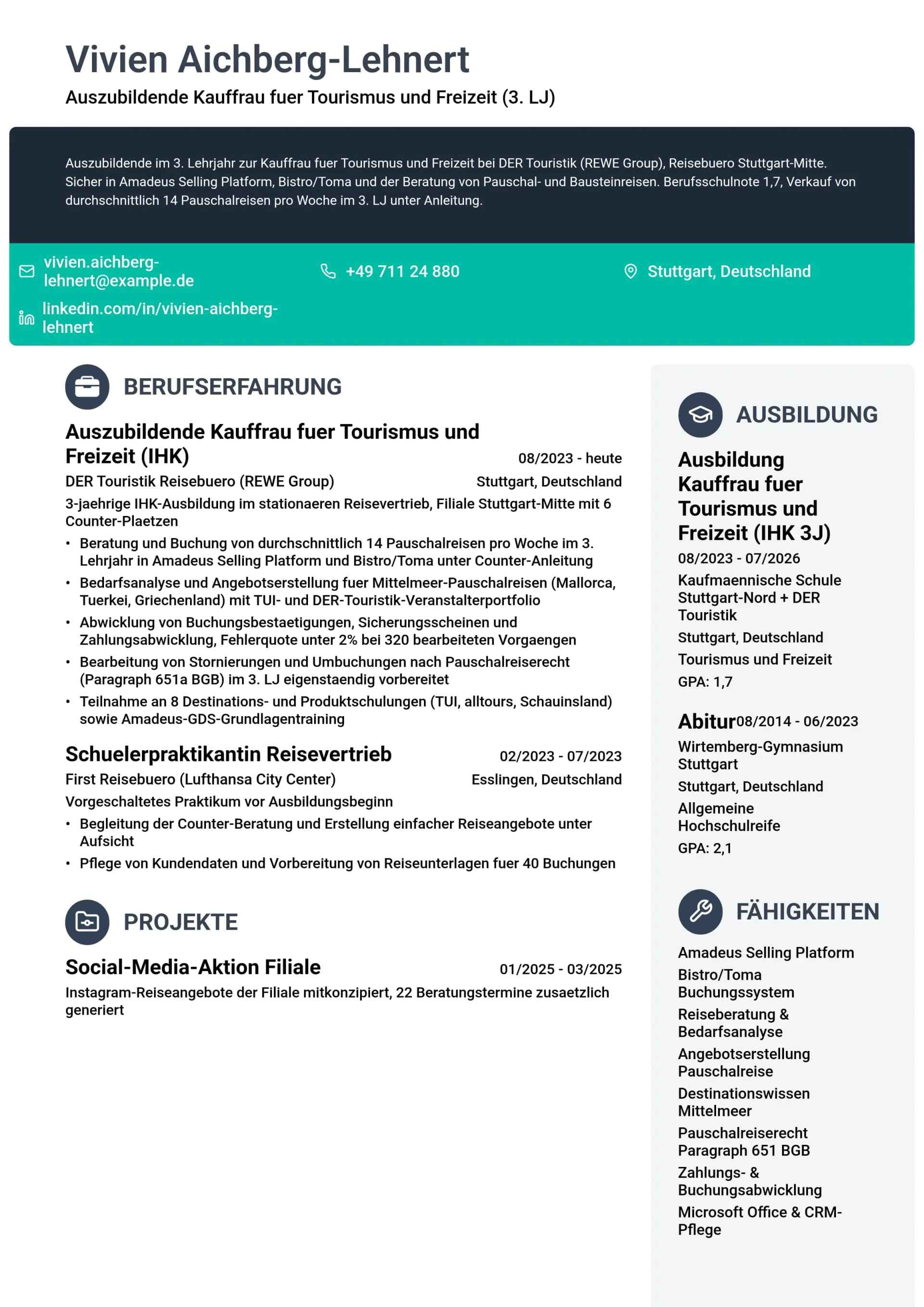 Kauffrau fuer Tourismus und Freizeit (Azubi)