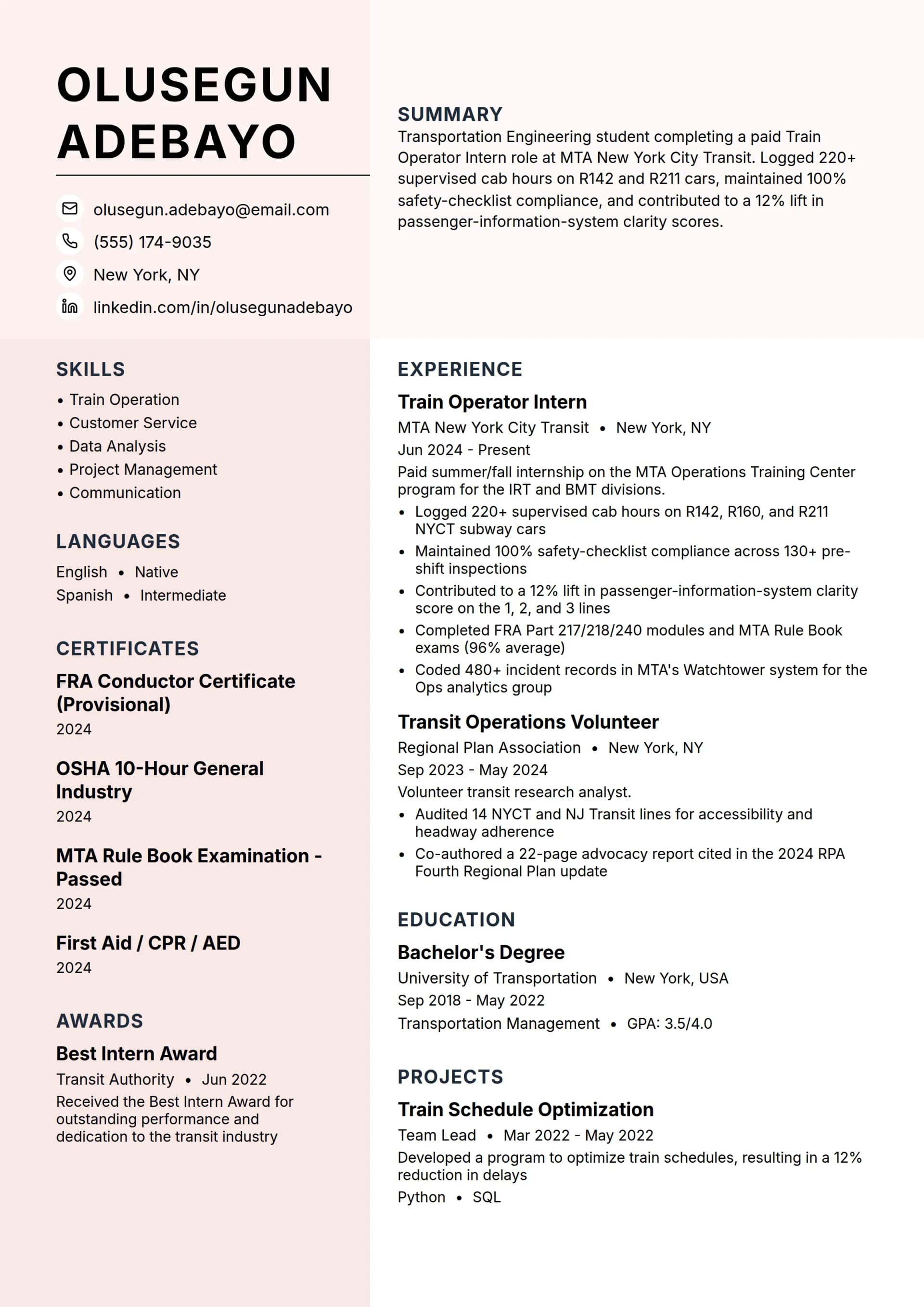 Train Operator Intern