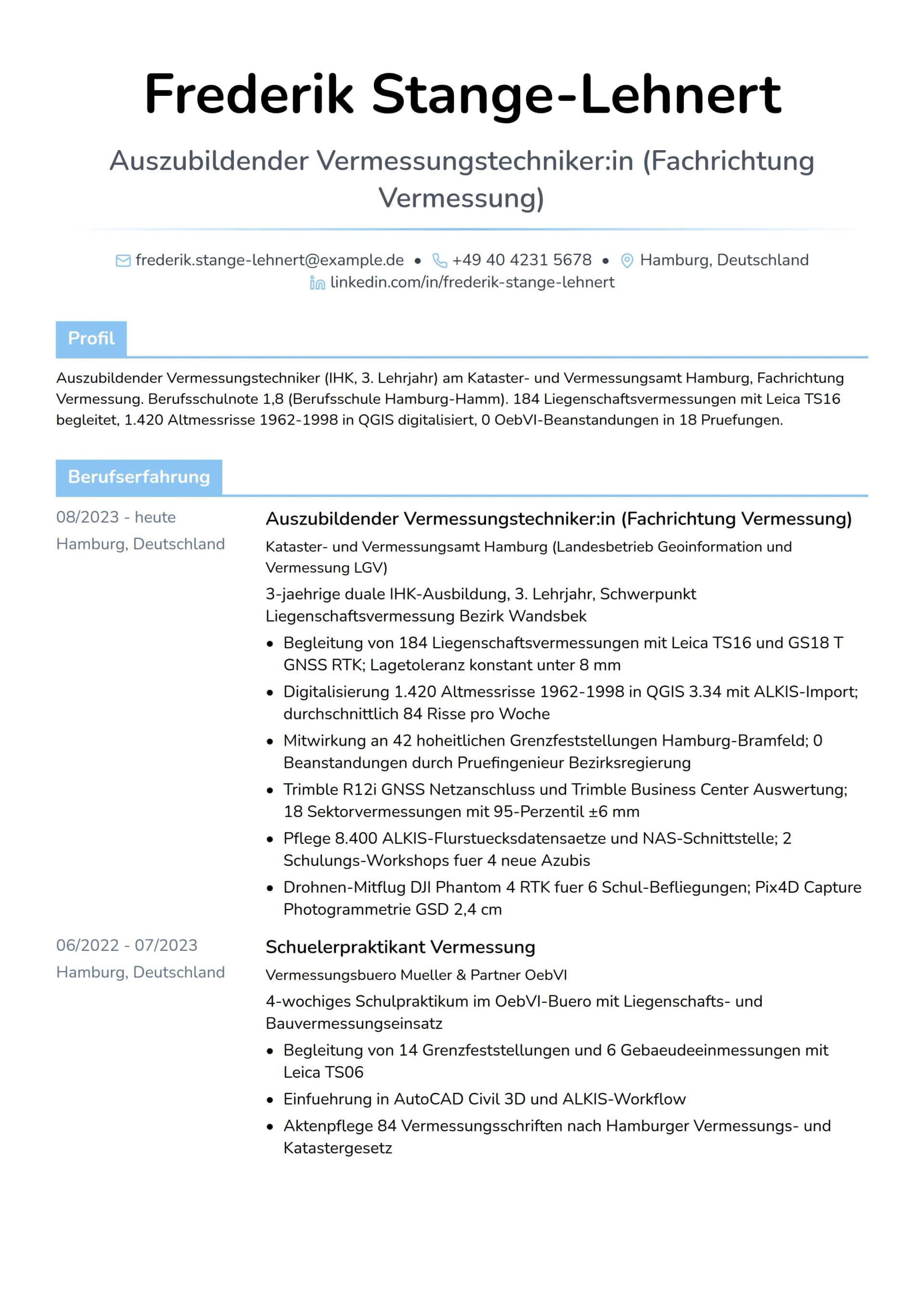 Auszubildende:r Vermessungstechniker:in (IHK)