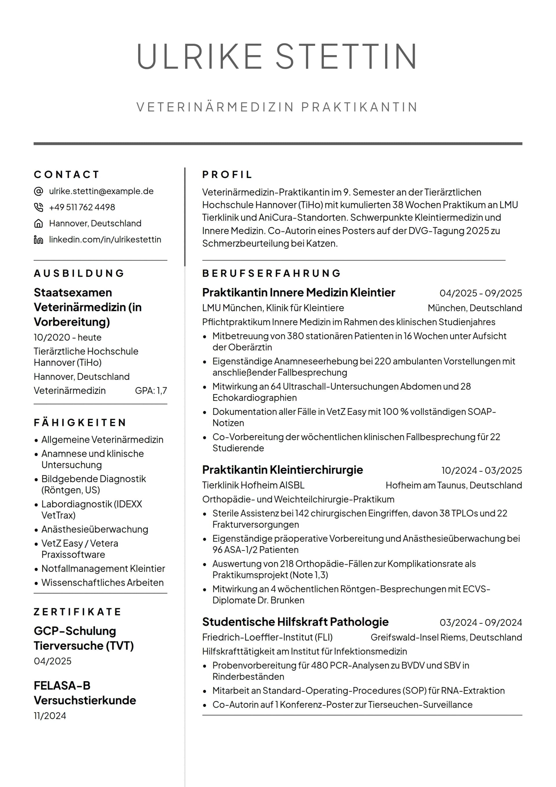 Veterinärmedizin Praktikant