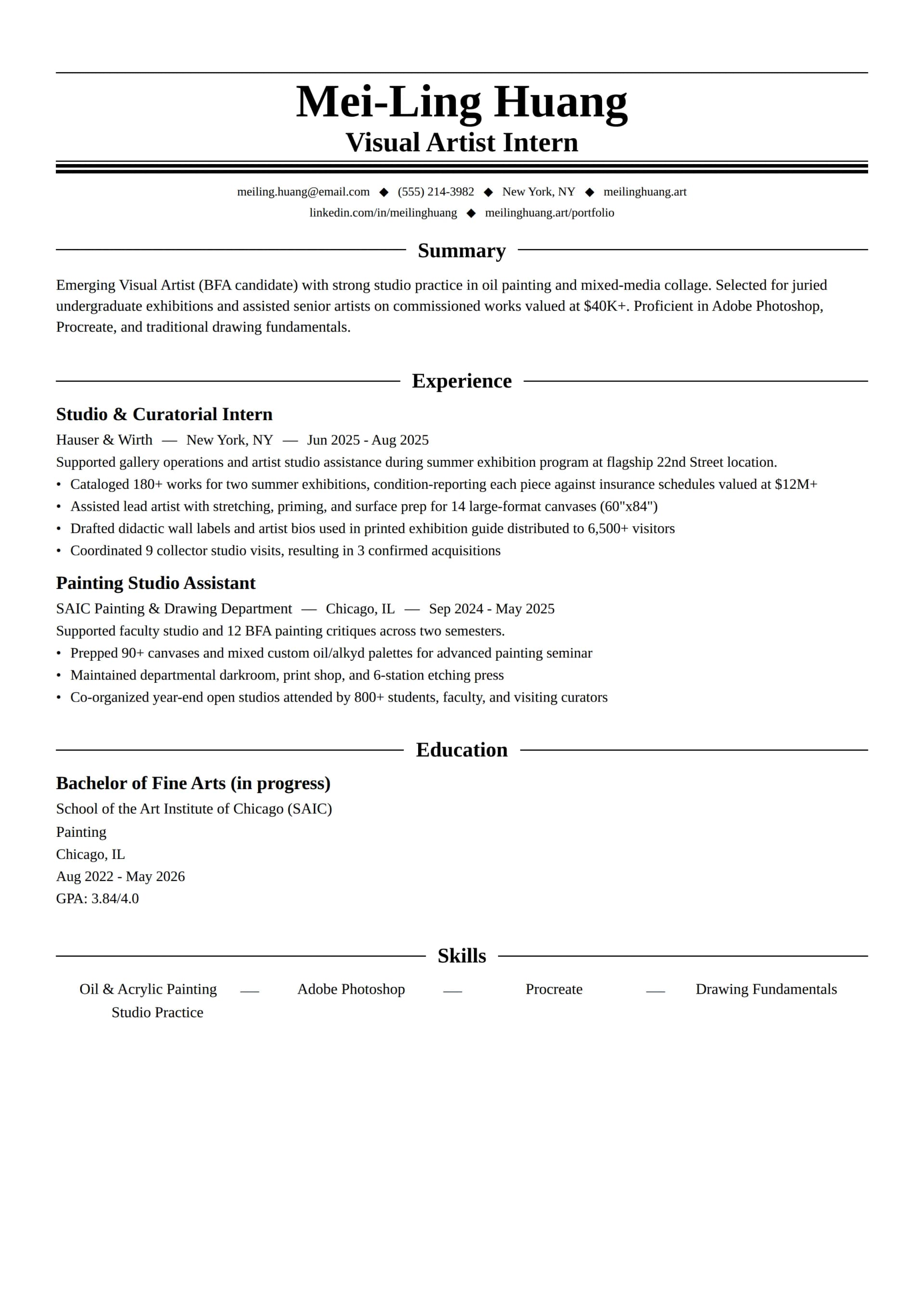Visual Artist Intern
