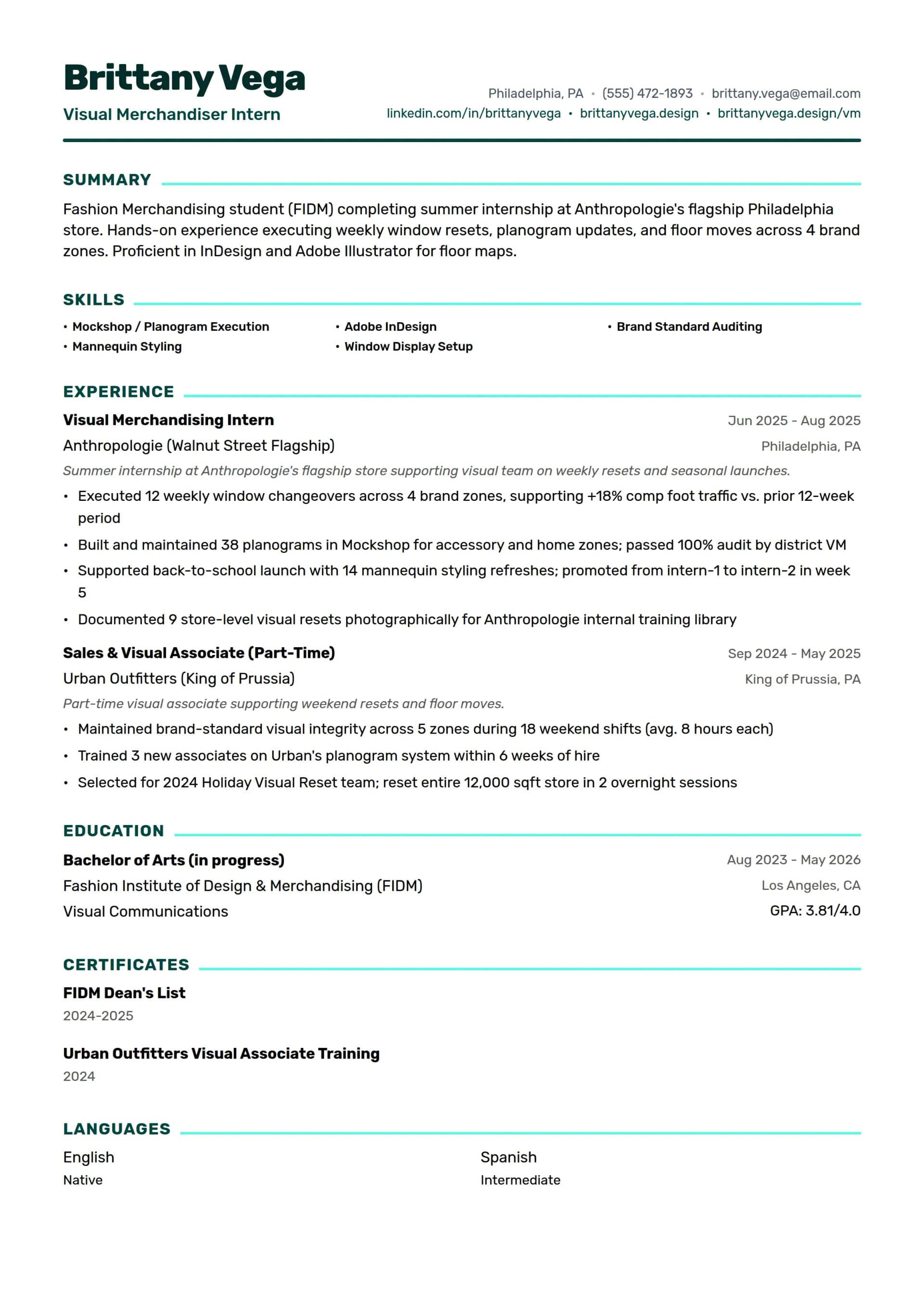 Visual Merchandiser Intern