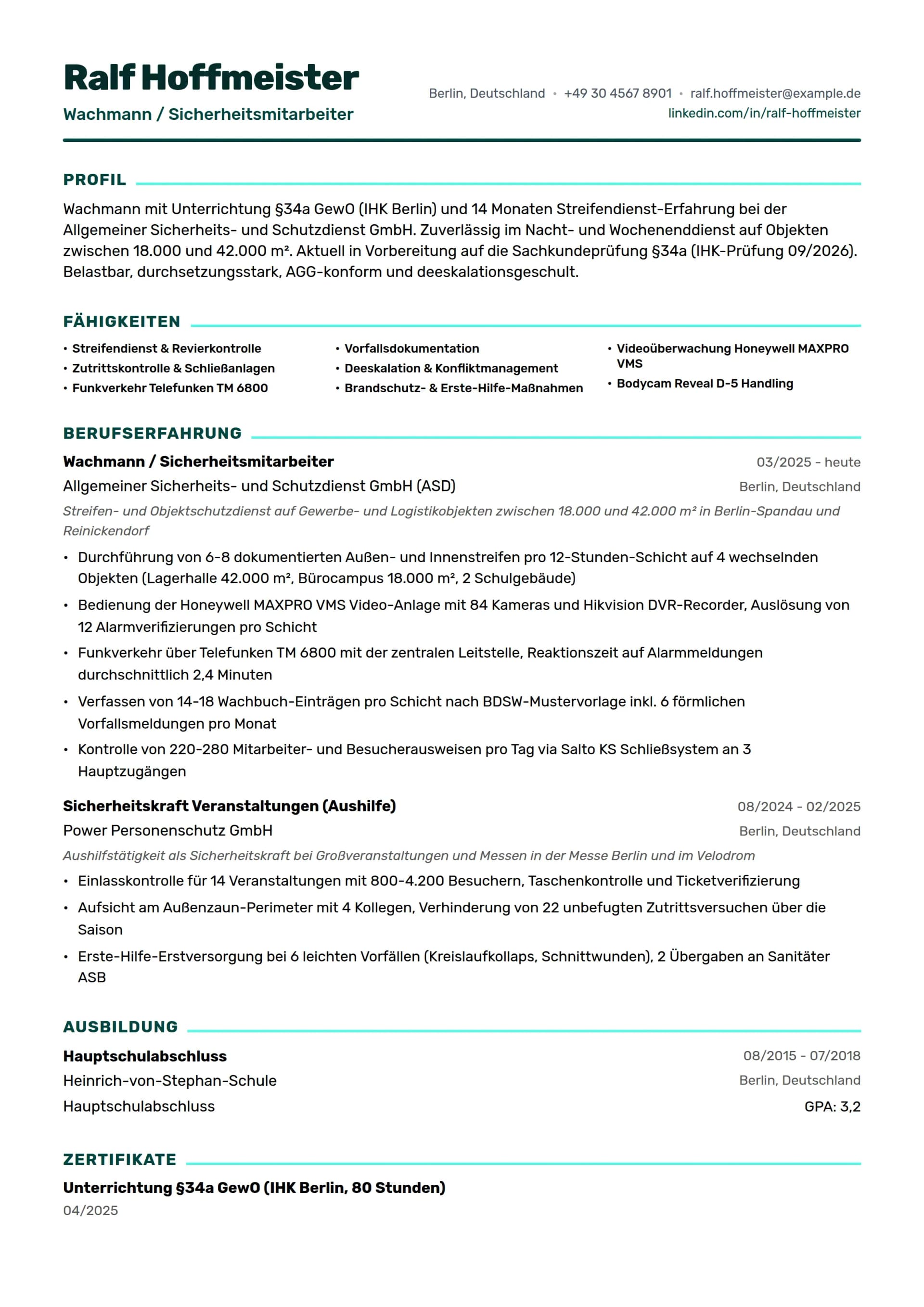 Wachmann (Unterrichtung §34a GewO)