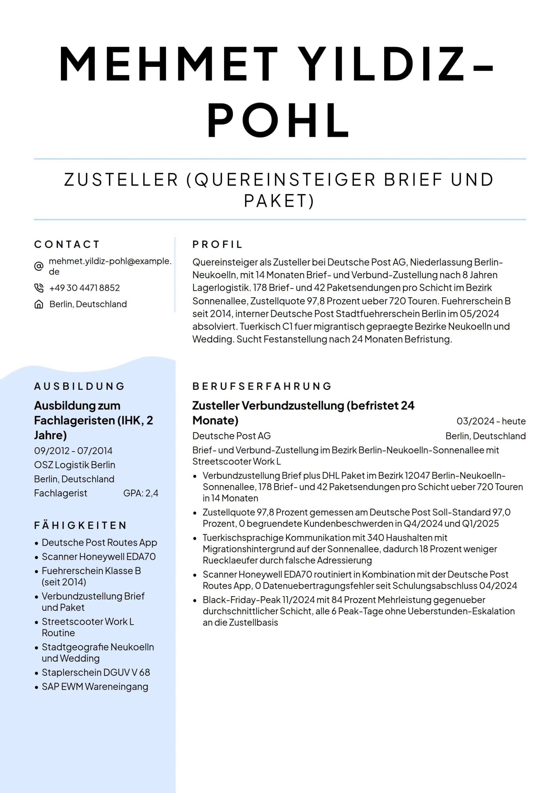 Zusteller Einstieg (Quereinsteiger)