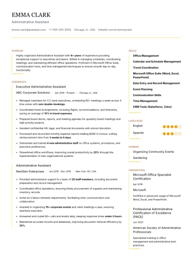 Admin Resume preview