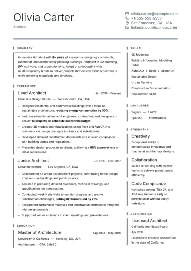Construct Resume preview
