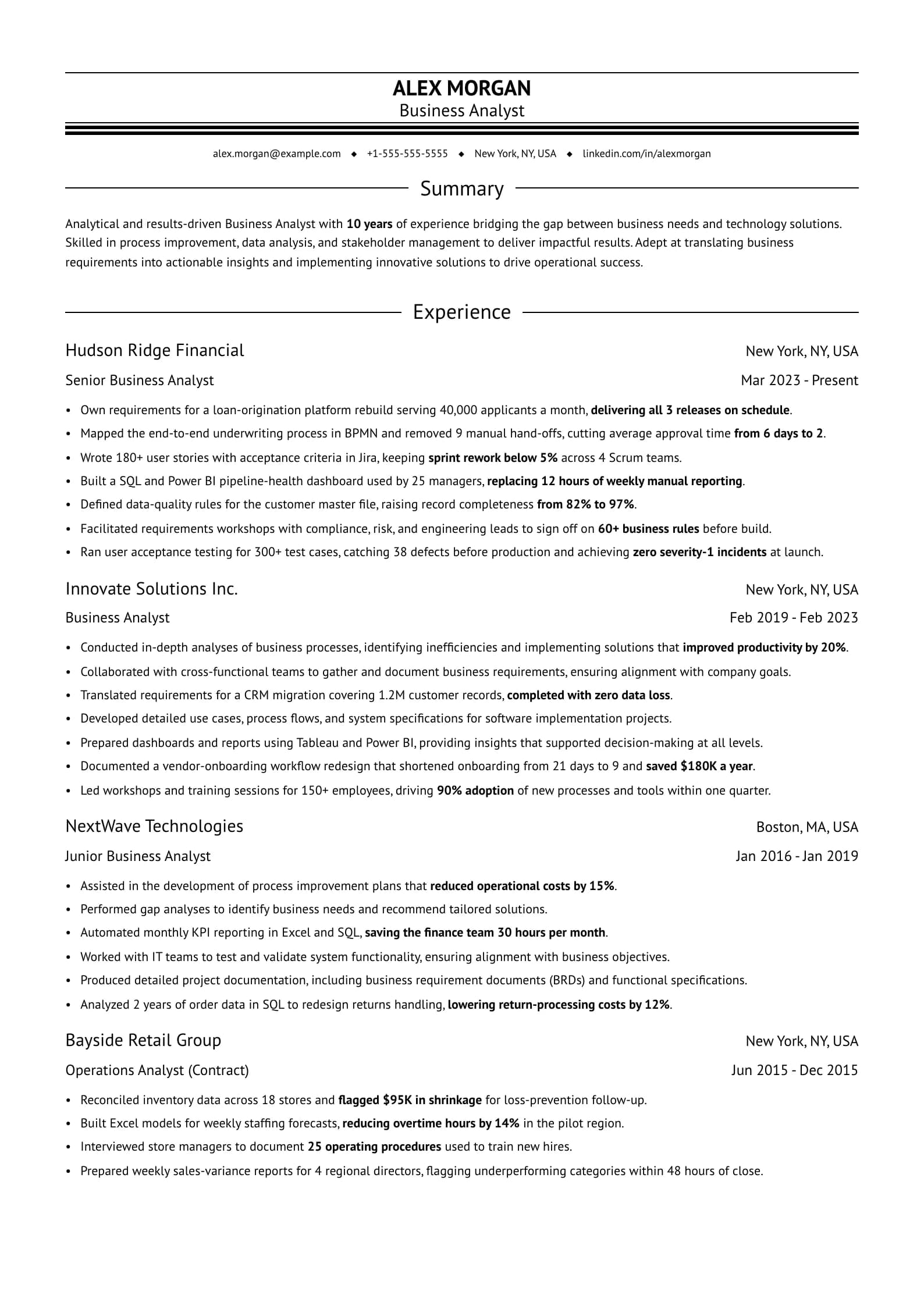 Analytics Resume preview