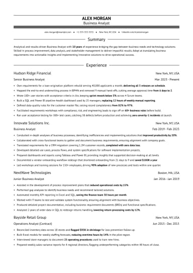 Analytics Resume preview