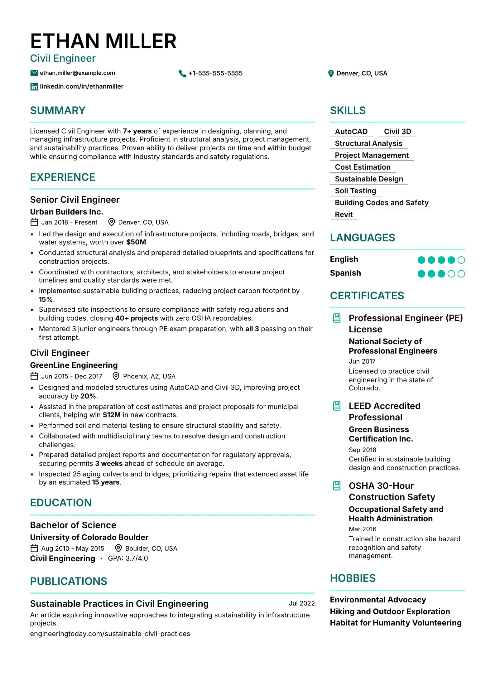 Civil Resume preview