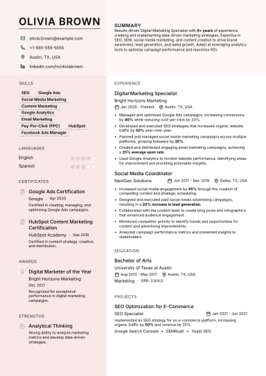 Horizon Resume preview