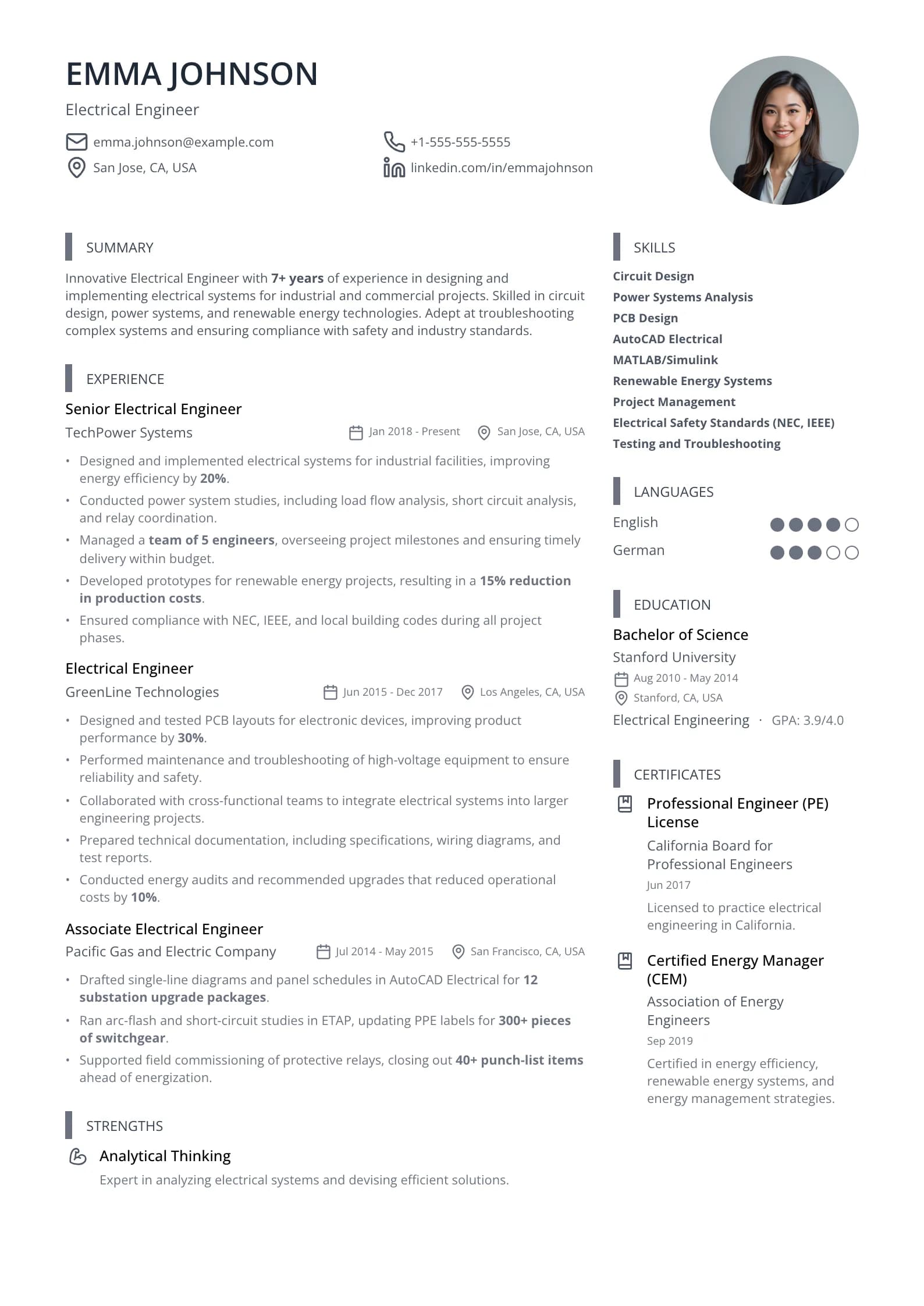 Electric Resume preview