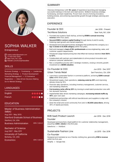 Startup Resume preview