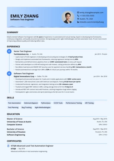 Test Resume preview