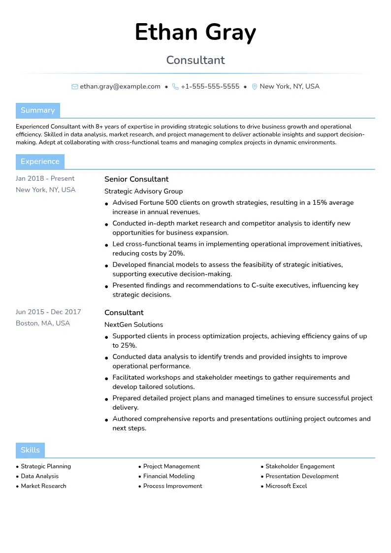 Advisor CV preview