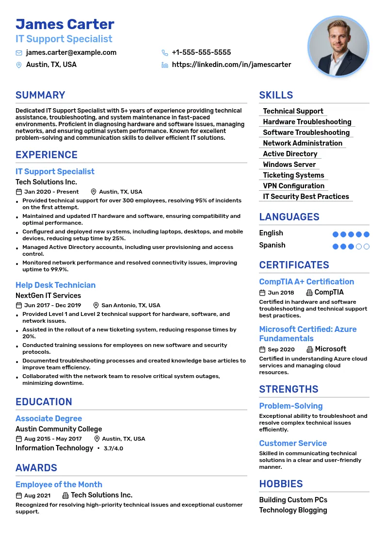 TechSupport CV preview