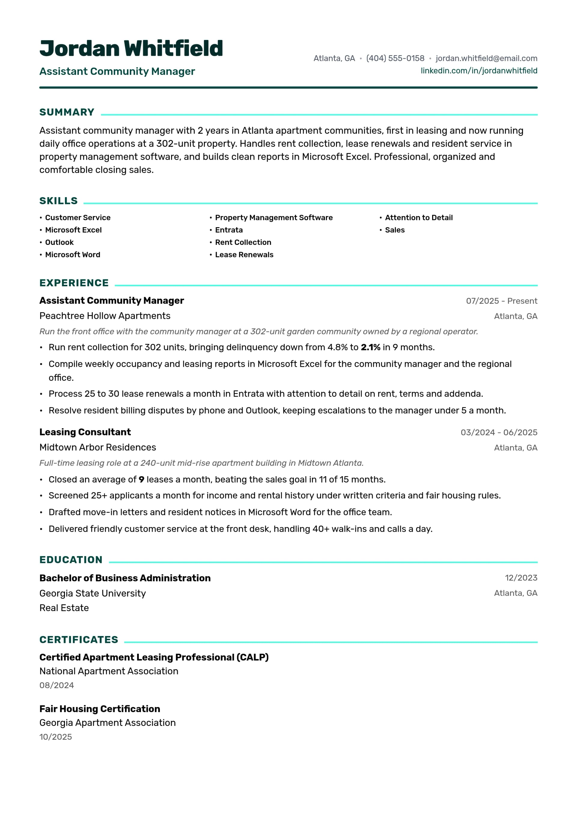 Assistant Community Manager resume example