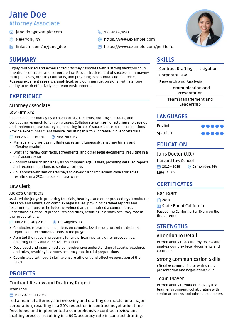 Attorney Associate resume example