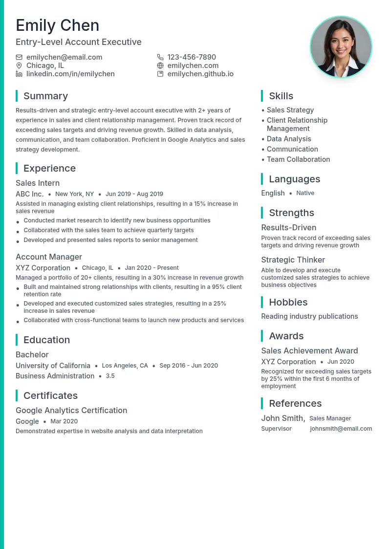 Entry-Level Account Executive resume example