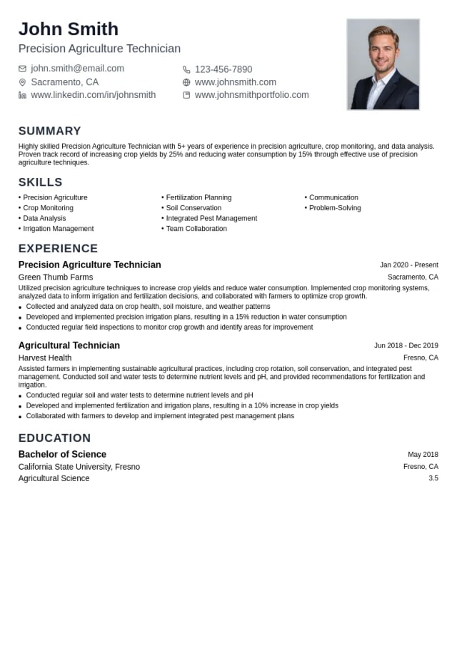 Precision Agriculture Technician resume example