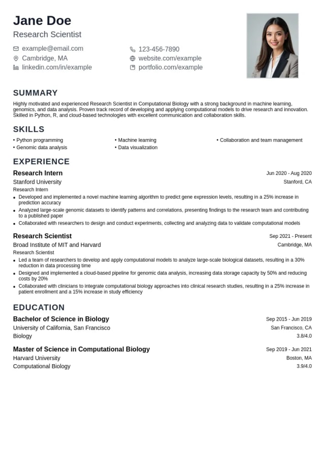 Computational Biology resume example