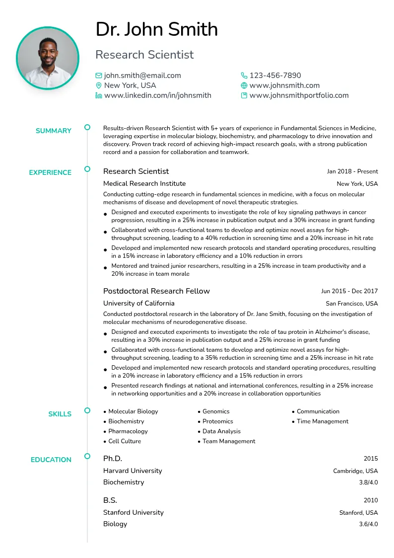 Fundamental Sciences in Medicine resume example