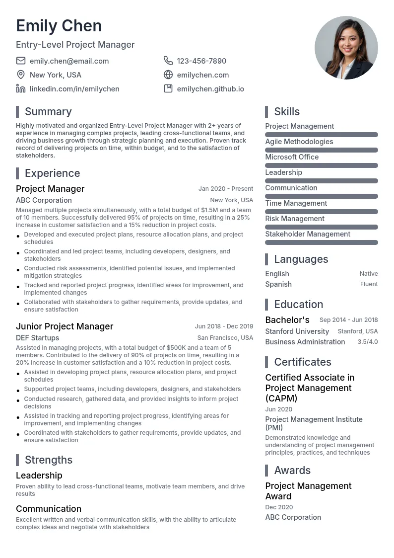 Enterprise Project Manager resume example
