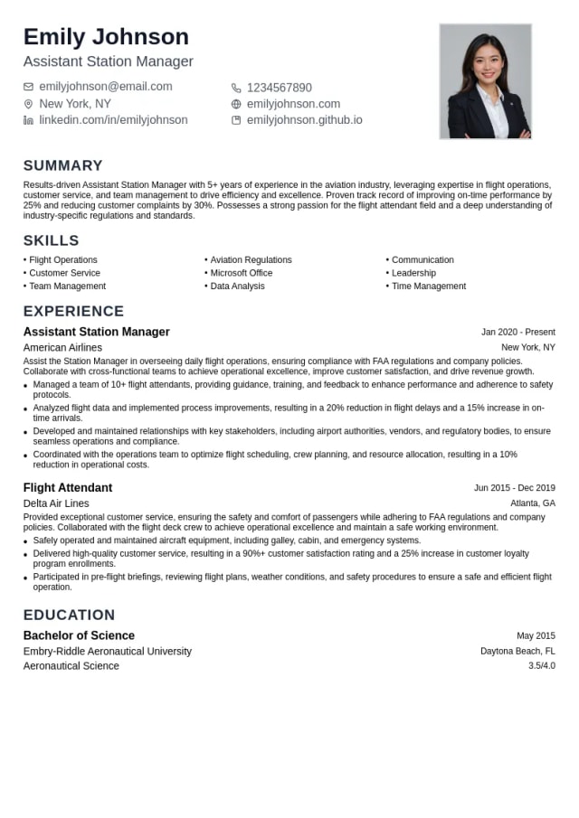 Assistant Station Manager resume example