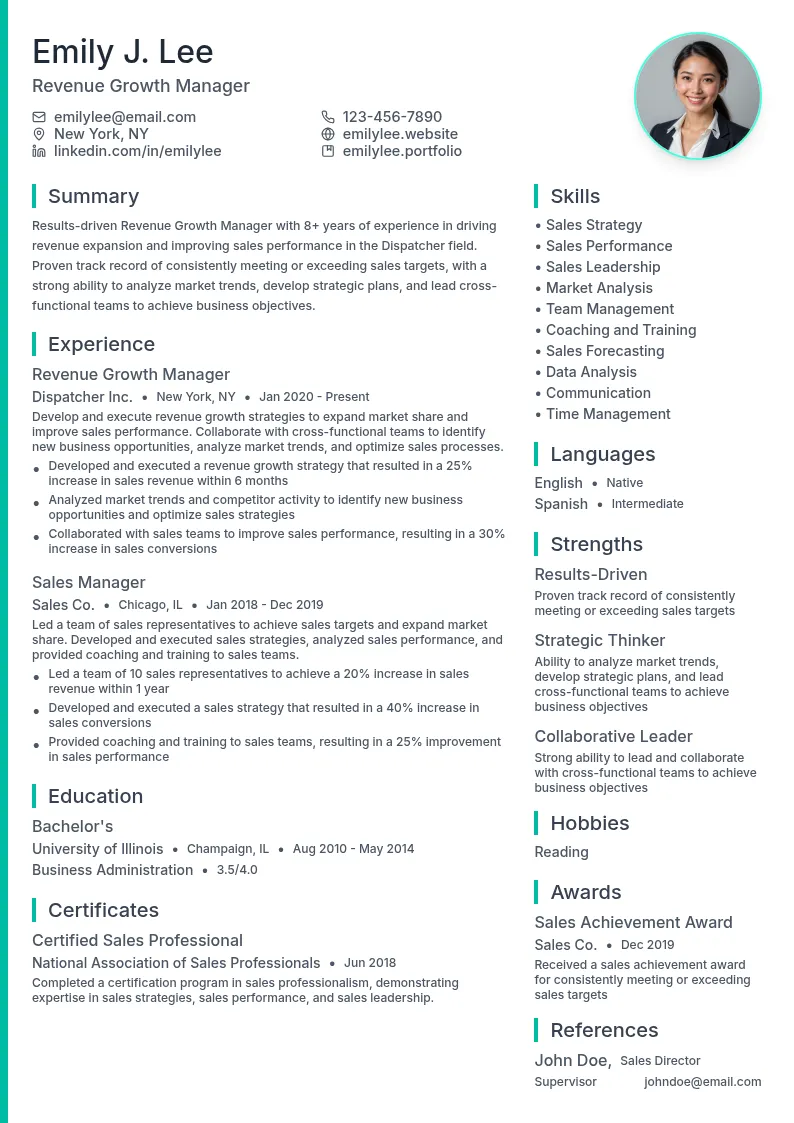 Revenue Growth Manager resume example