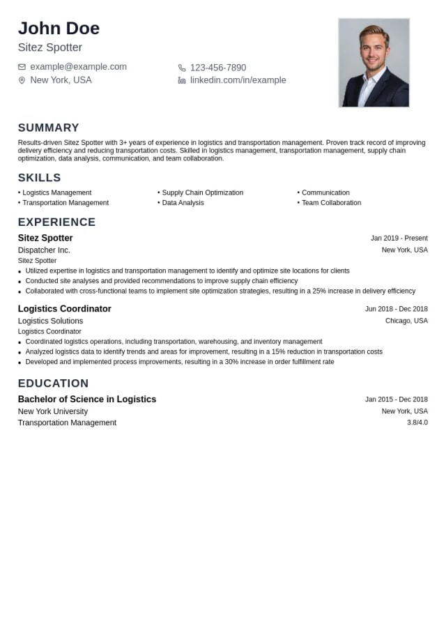 Sitez Spotter resume example