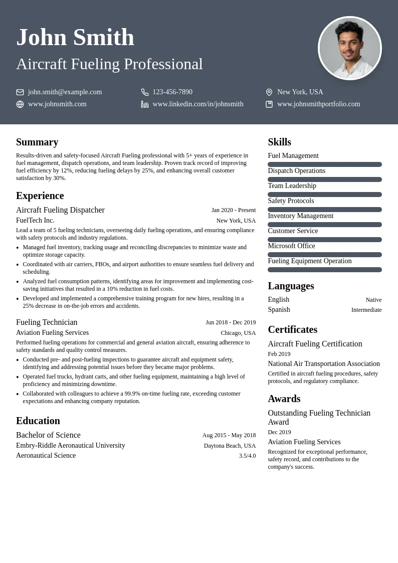 Aircraft Fueling resume example