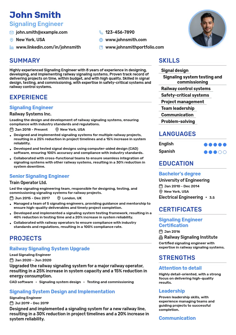 Signaling Engineer resume example