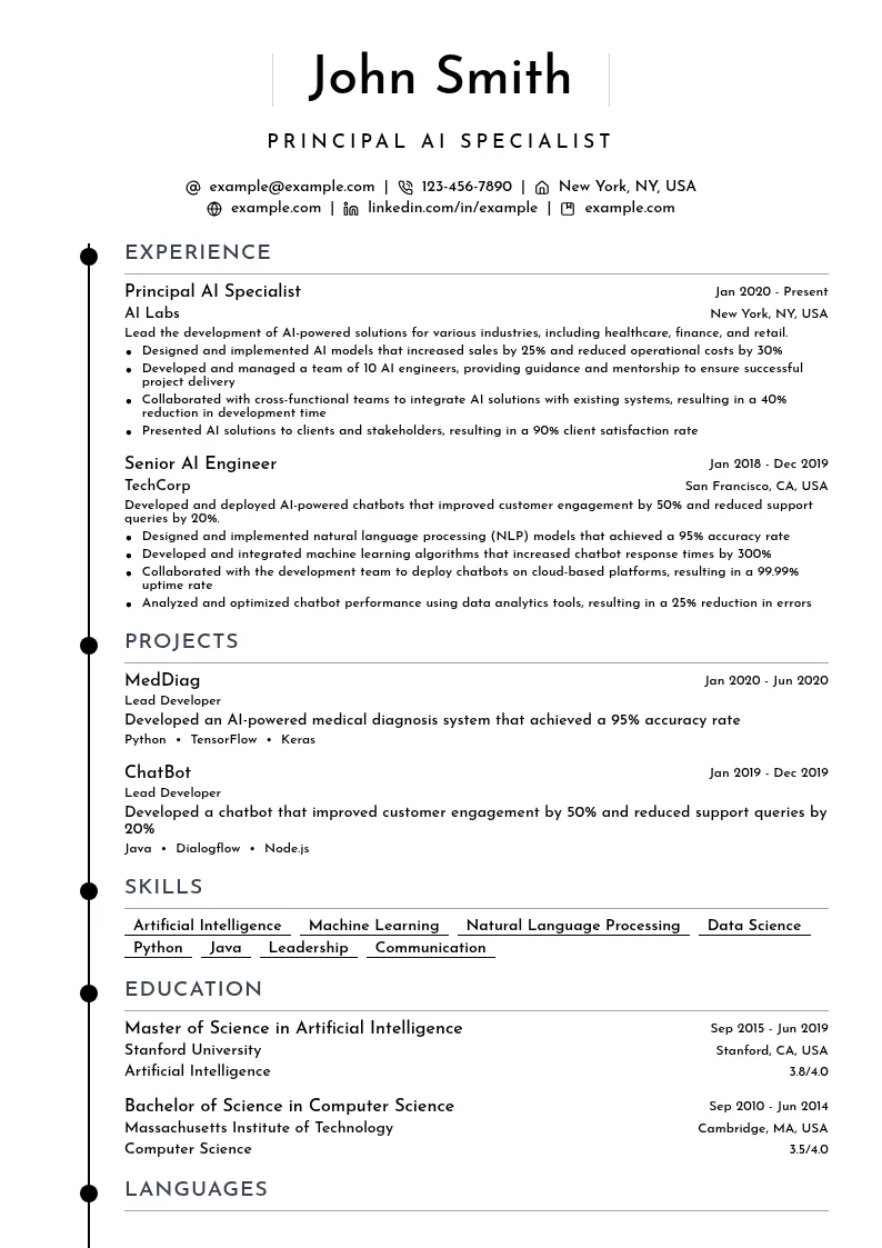 Principal AI Specialist resume example