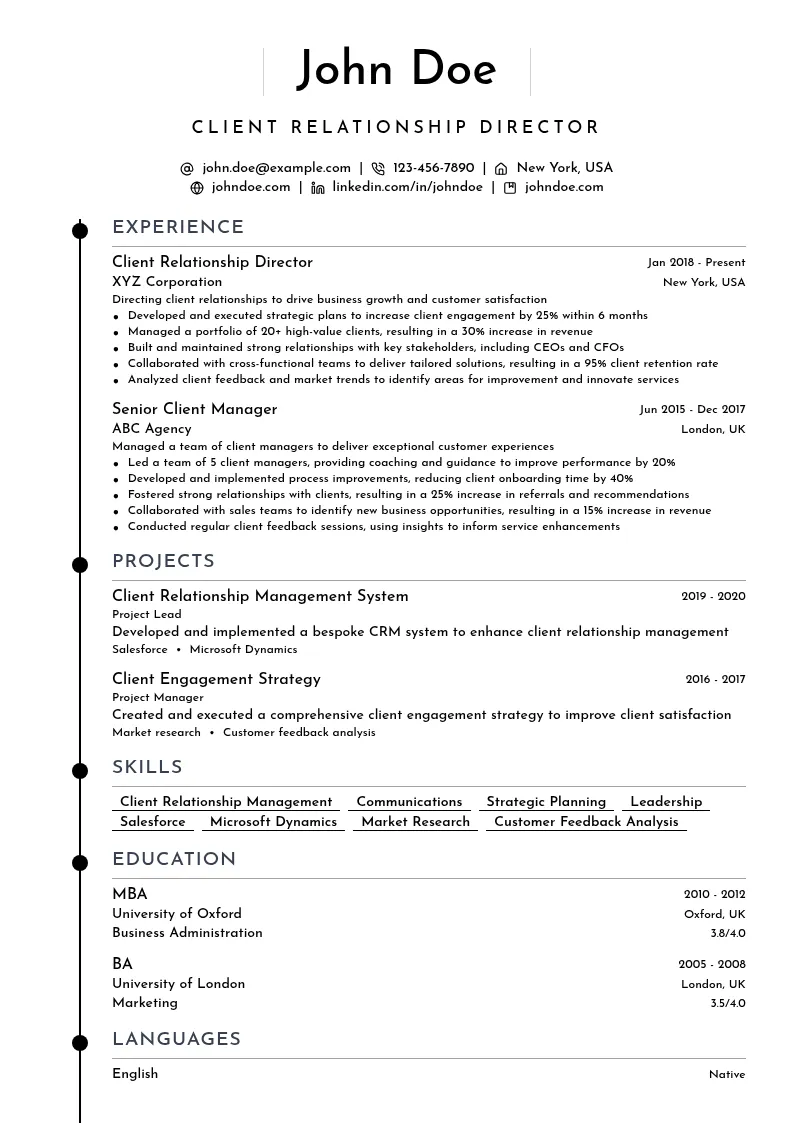 Client Relationship Director resume example